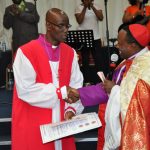 Archbishop congratulating the newly consecrated Bishop